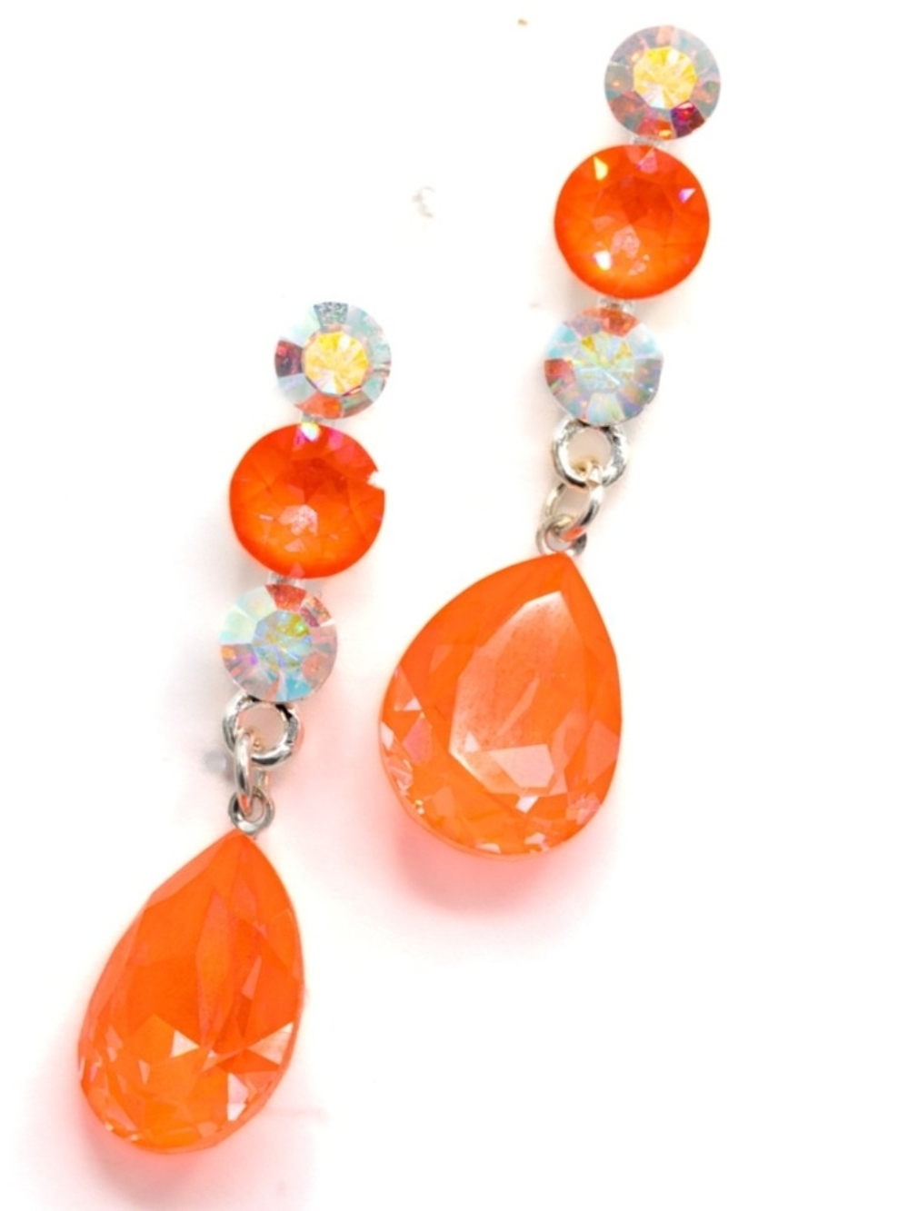 Vibrant Orange Teardrop Crystal Drop Earrings - Women Jewelry
